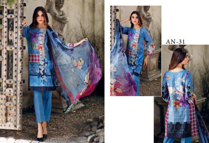 Embroidered Lawn Dress with Embroidered Trouser