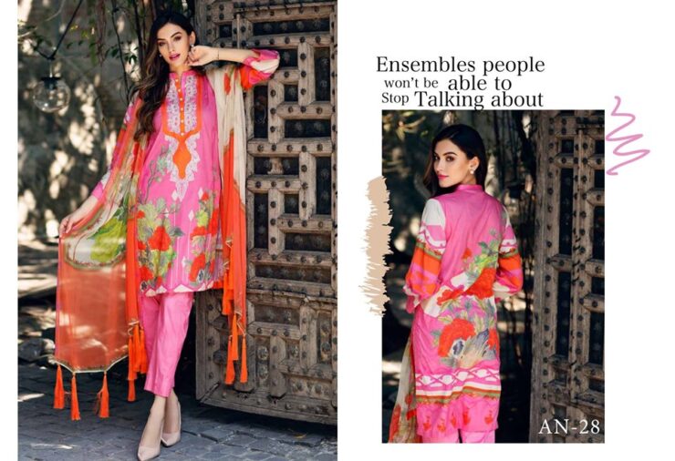 Luxury Embroidered Lawn Suit with Chiffon Dupatta
