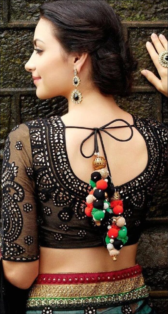 modern black saree blouse designs