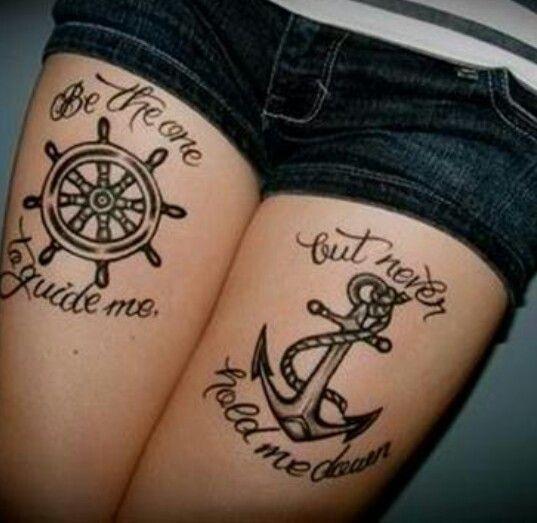 Anchor-and-lovely-black-quote-tattoo-on-leg