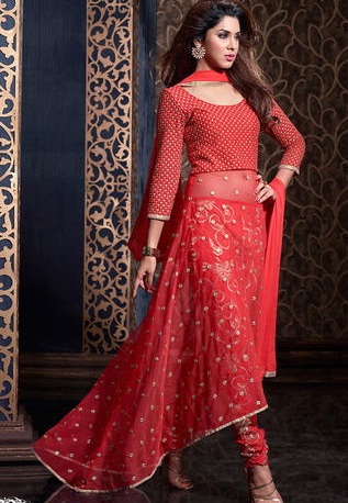 The-red-net-wedding-churidaar-suit
