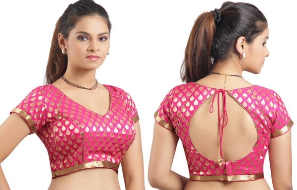 stylish-pink-asymmetrical-blouse-designs