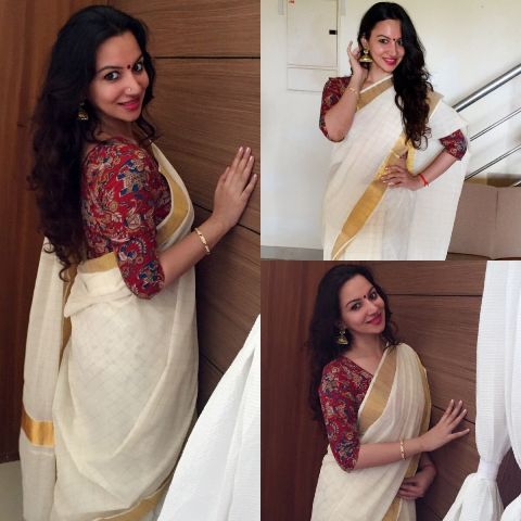kerala-saree-using-kalamkari-blouse