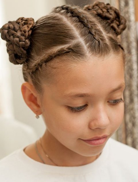 Braided-Side-Buns-with-Cornrows