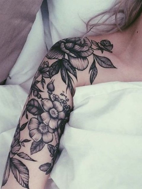 Flower-Half-Sleeve-Tattoo-1
